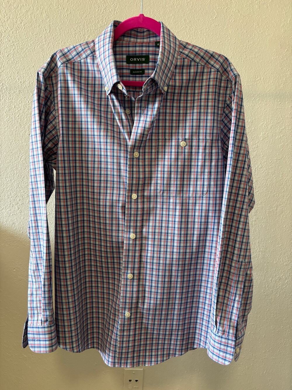 Orvis Classic Fit Plaid Shirt Button Up Men’s Size Medium Office Career Classic